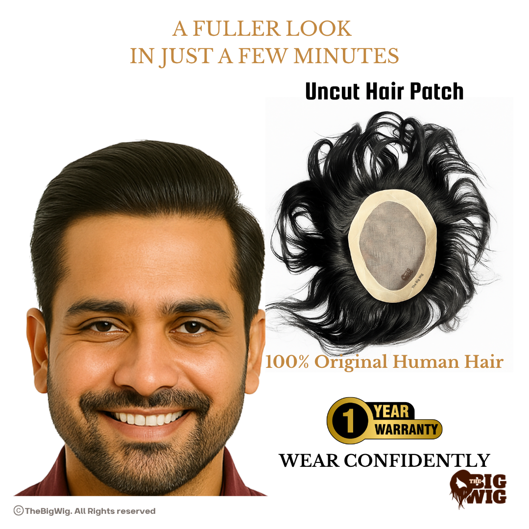 Basic Mono B Mens Human Hair Patch | Medium-Quality | Full Crown Coverage