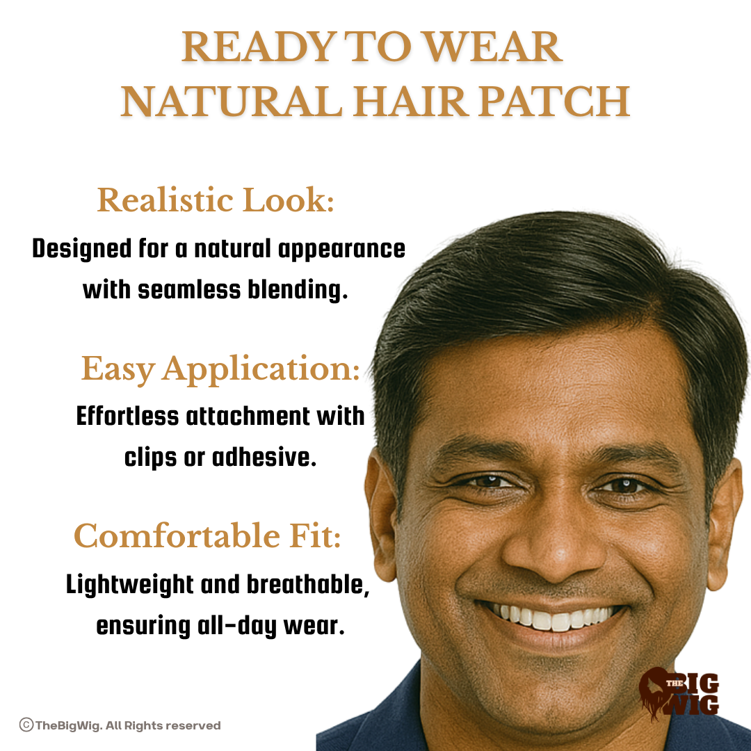 Basic Mono D Mens Human Hair Patch | Budget-Friendly Non-Surgical Hair System The Big Wig