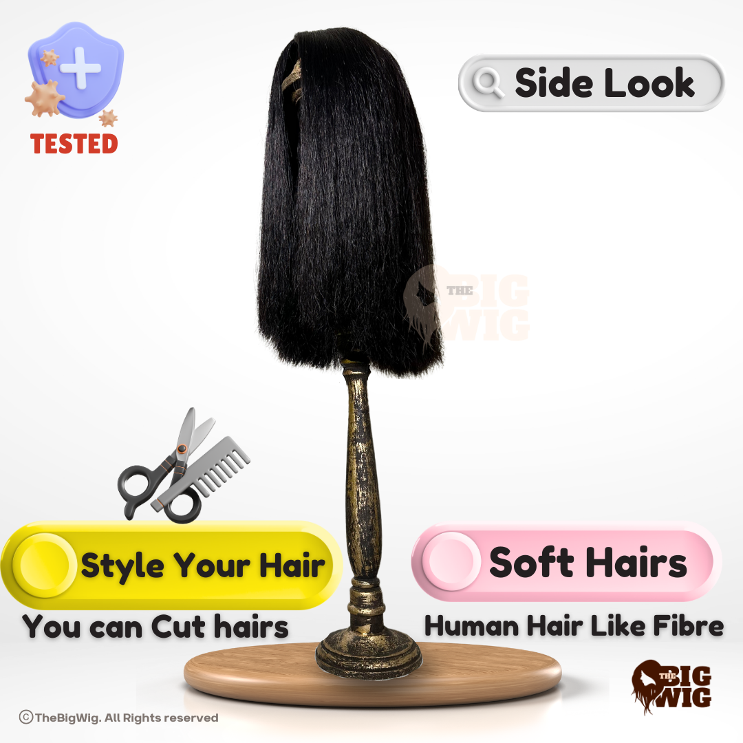 Full Cap Wigs for a Natural & Comfortable Look | Blunt Cut 16" Bio Fiber Wig for Female Cancer Patient