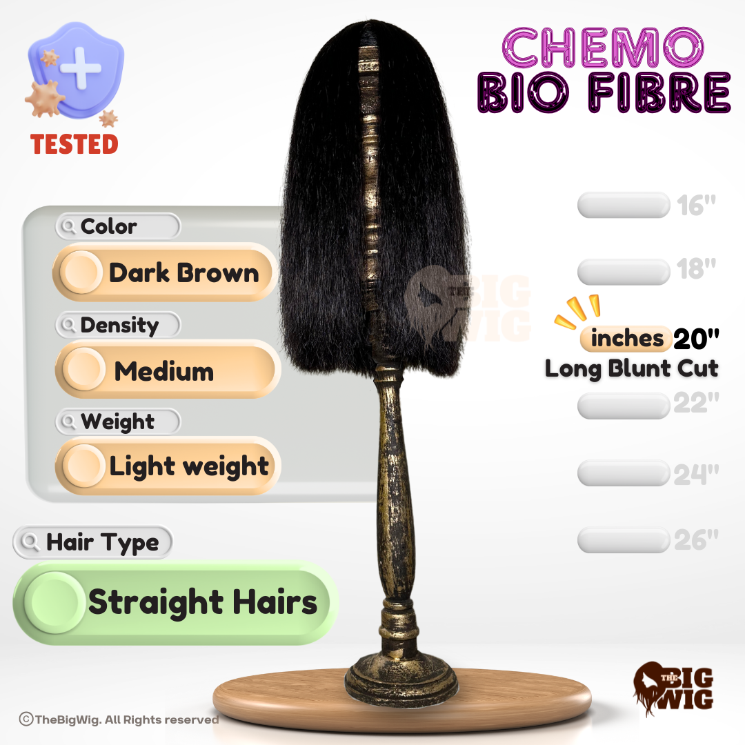 Long 20" Blunt Cut Bio Fiber Wig for Female Cancer Patient