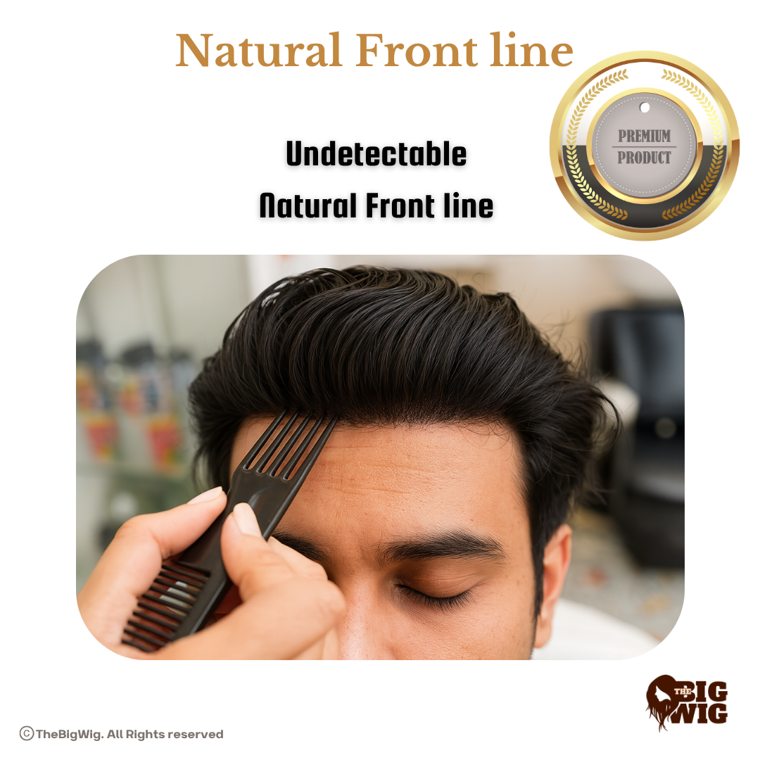 Premium Ultra-Thin Frontline Regular Hair Patch for Men | Australian 4D French Lace Base | 1 Year Warranty
