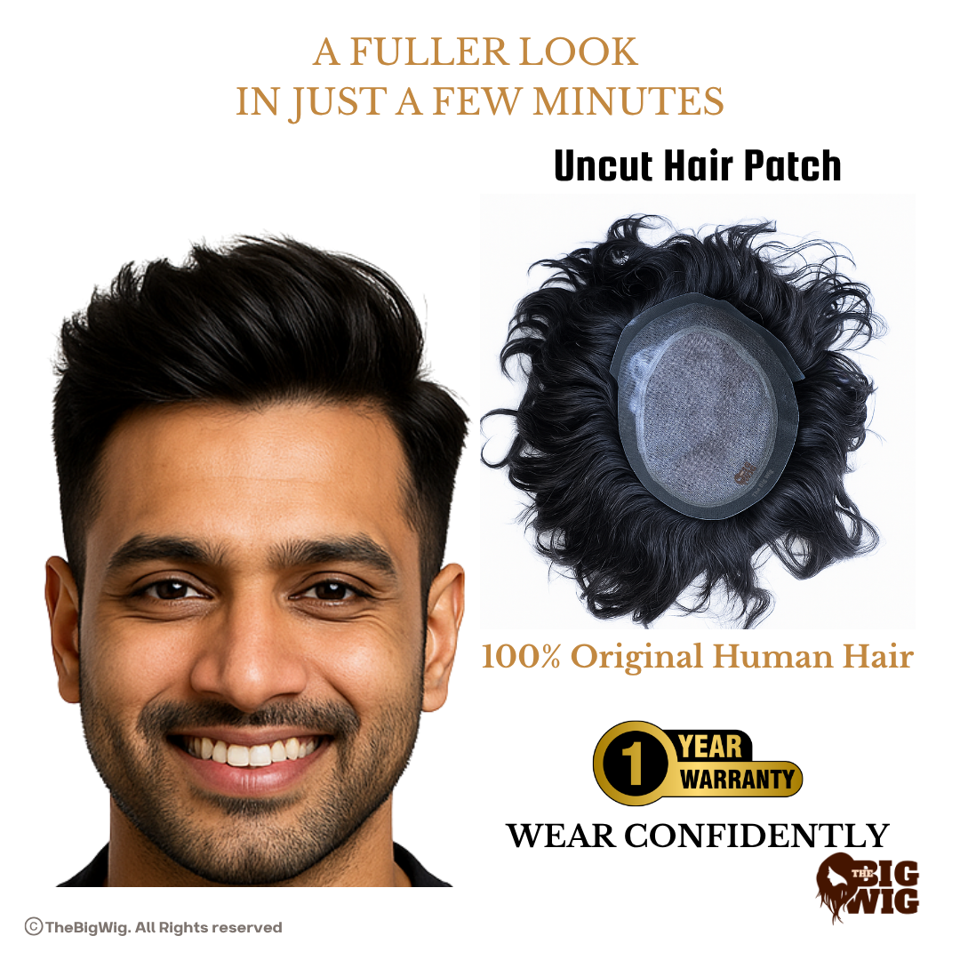 Premium Ultra-Thin Frontline Regular Hair Patch for Men | Australian 4D French Lace Base | 1 Year Warranty