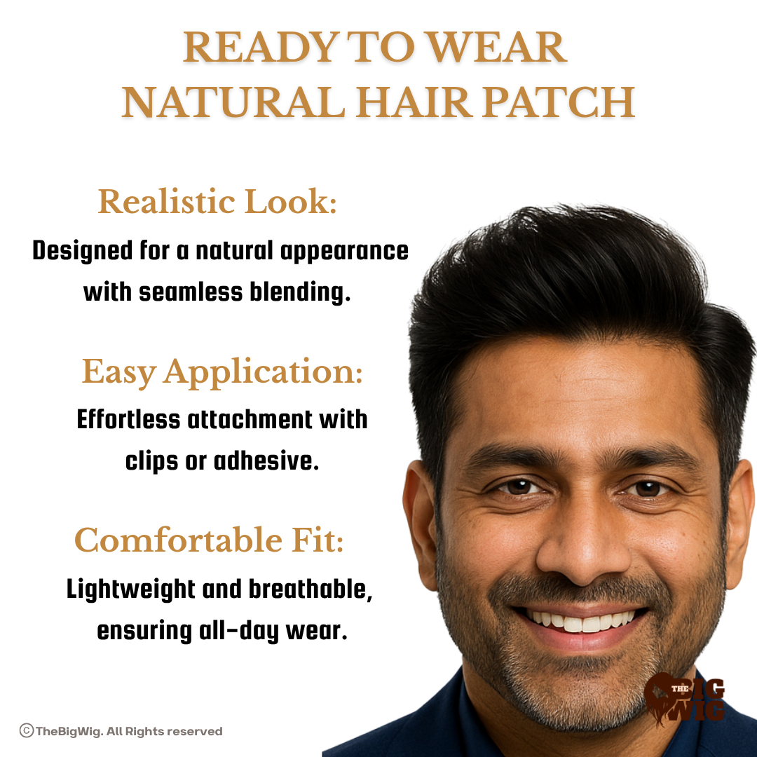 Ultra-Thin Frontline Regular Hair Patch for Men | Australian 4D French Lace Base The Big Wig