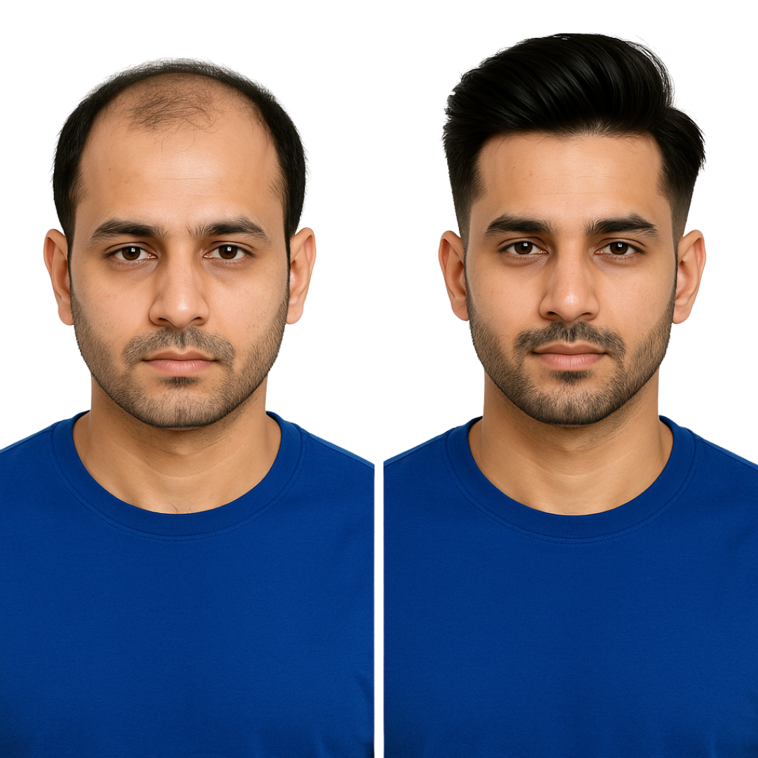 BM Regular Men Hair Patch | Good Quality Natual Human Hair | Optical Base & Transparent PU Border