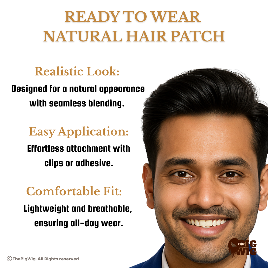 Usa Mono B Regular Men Hair Patch | 100% Human Hair | Real-Look Hair System The Big Wig
