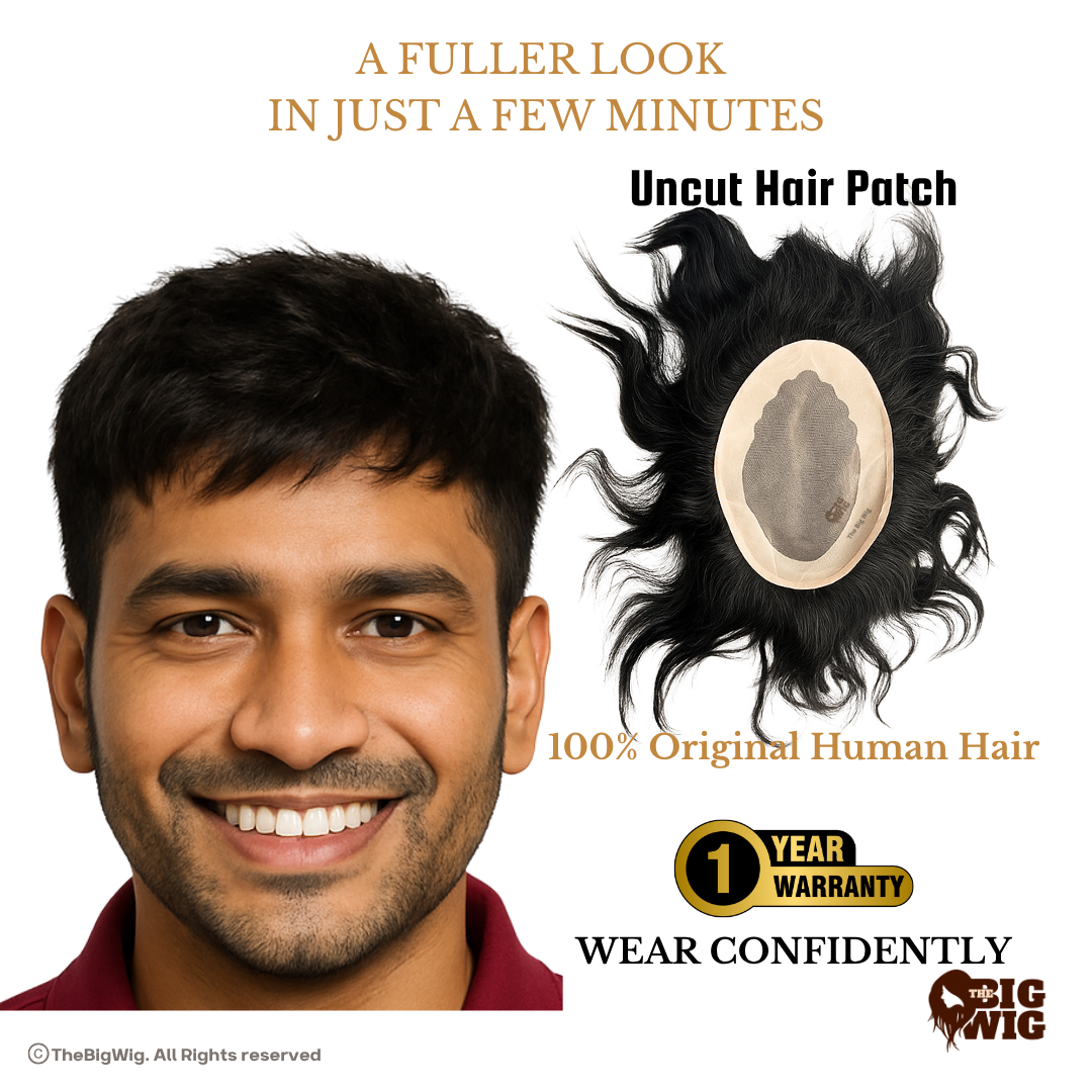 Premium USA Men Hair Patch | Good Quality Natual Human Hair | 1 Year Warrenty