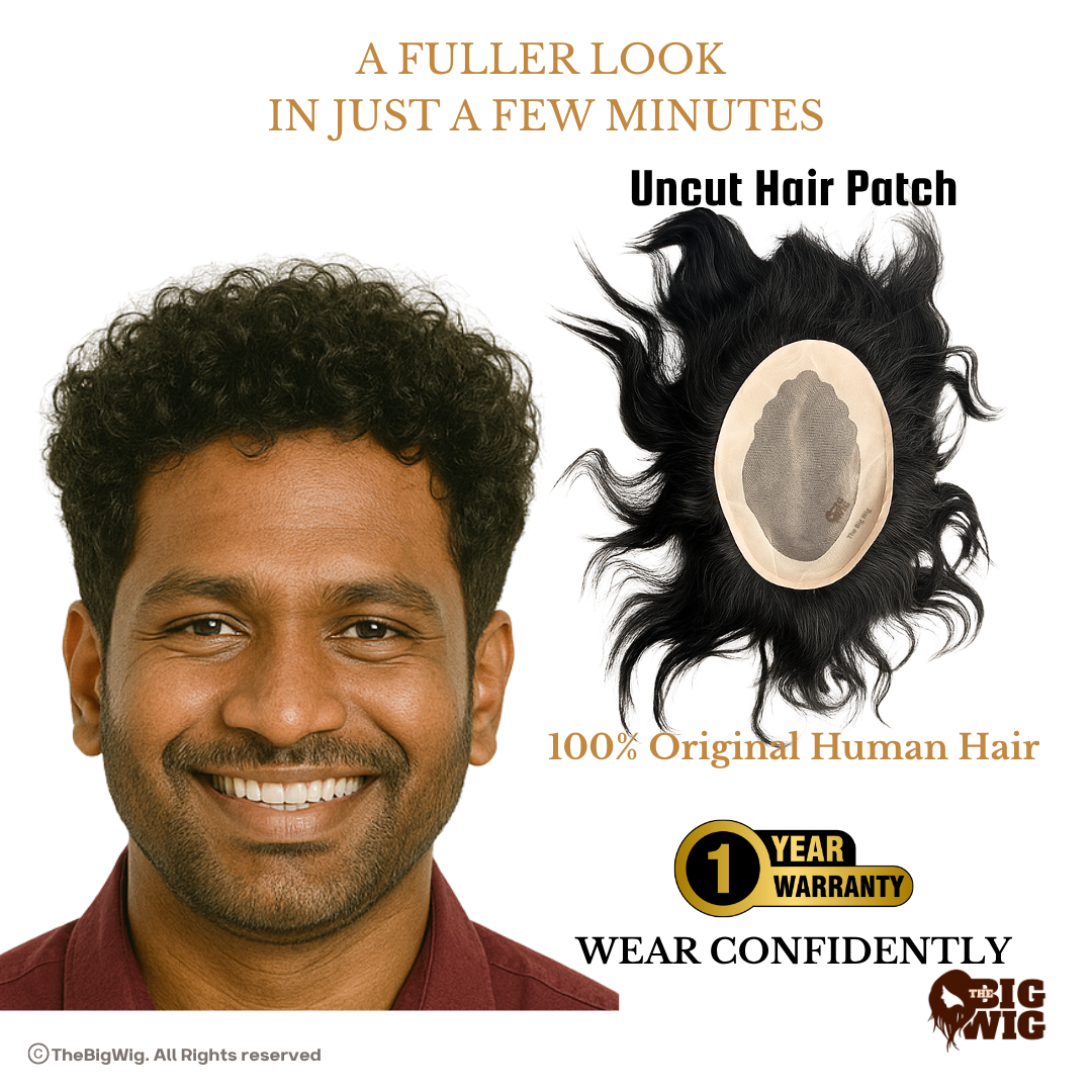Curly Hair Usa Mono B Regular Hair Patch | 100% Human Hair | Real-Look Hair System