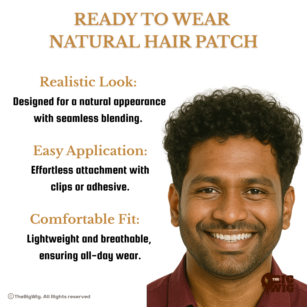 Curly Hair Usa Mono B Regular Hair Patch | 100% Human Hair | Real-Look Hair System The Big Wig