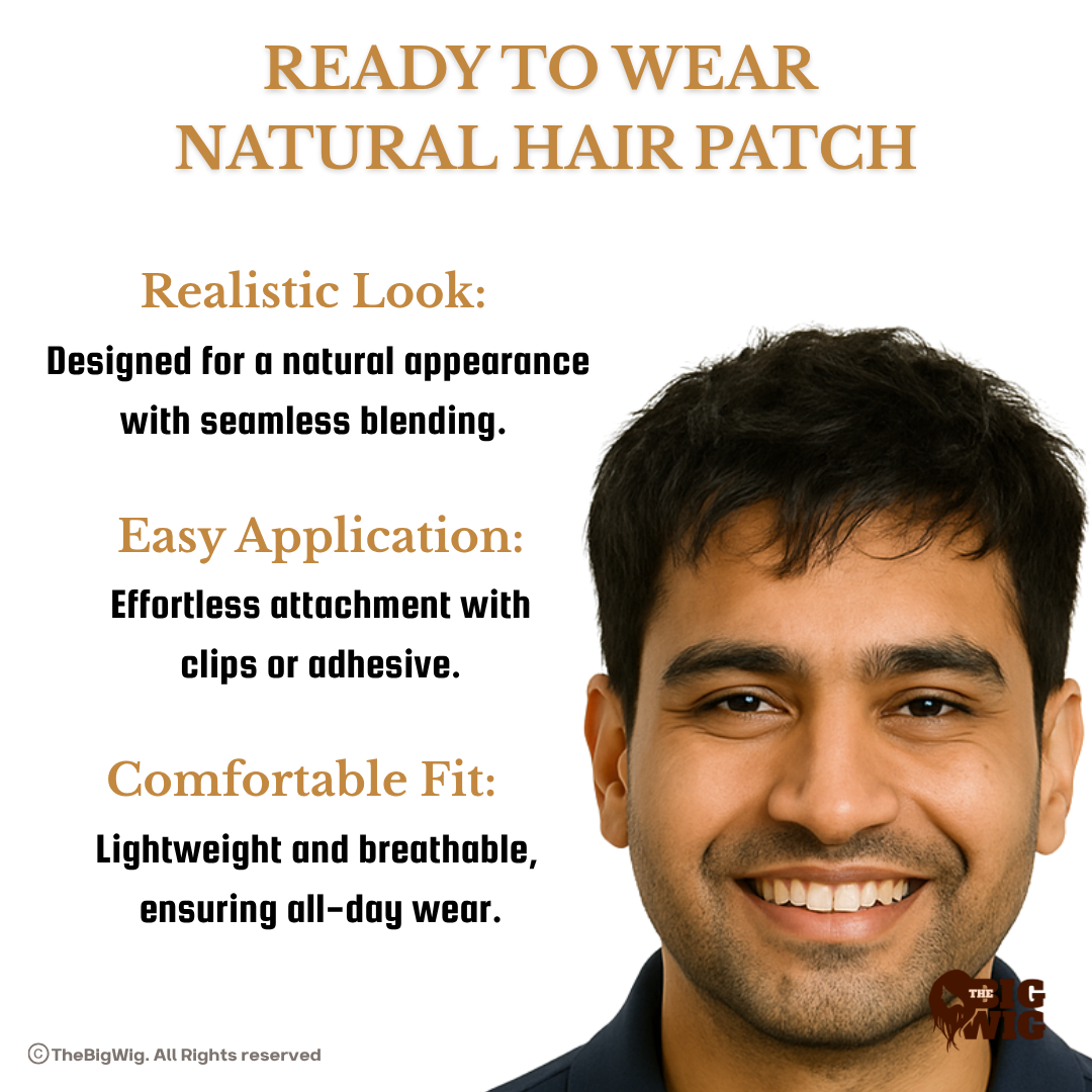 Usa Mono D Regular Men Hair Patch | 100% Human Hair | Natural Look Hair System The Big Wig