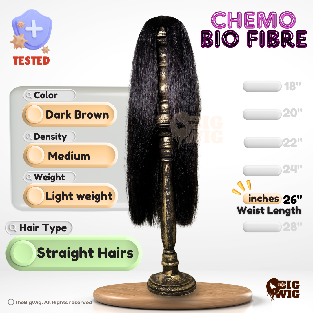 Layer Cut 26" Bio Fiber Hair Wig for Female Cancer Patient | Stylish Women Wigs