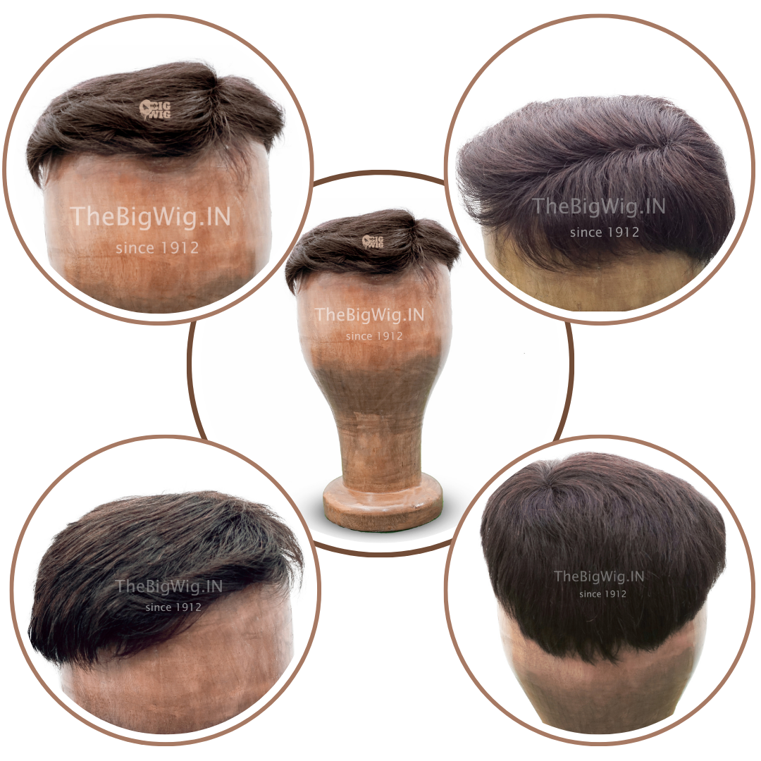 Side view of hair patch for men - close-up on clips