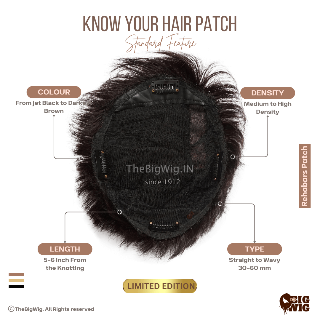 Top view of clipping hair patch showing breathable base.