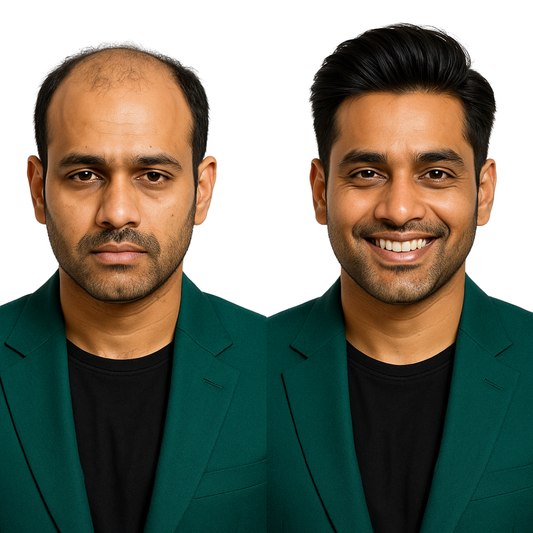 Premiun BM Mens Hair Patch | 5X Optical Base | Transparent Slim PU Border | 1 Year Warranty