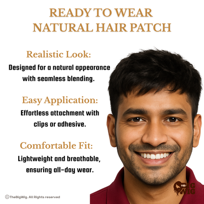 Premium USA Men Hair Patch | Good Quality Natual Human Hair | 1 Year Warrenty