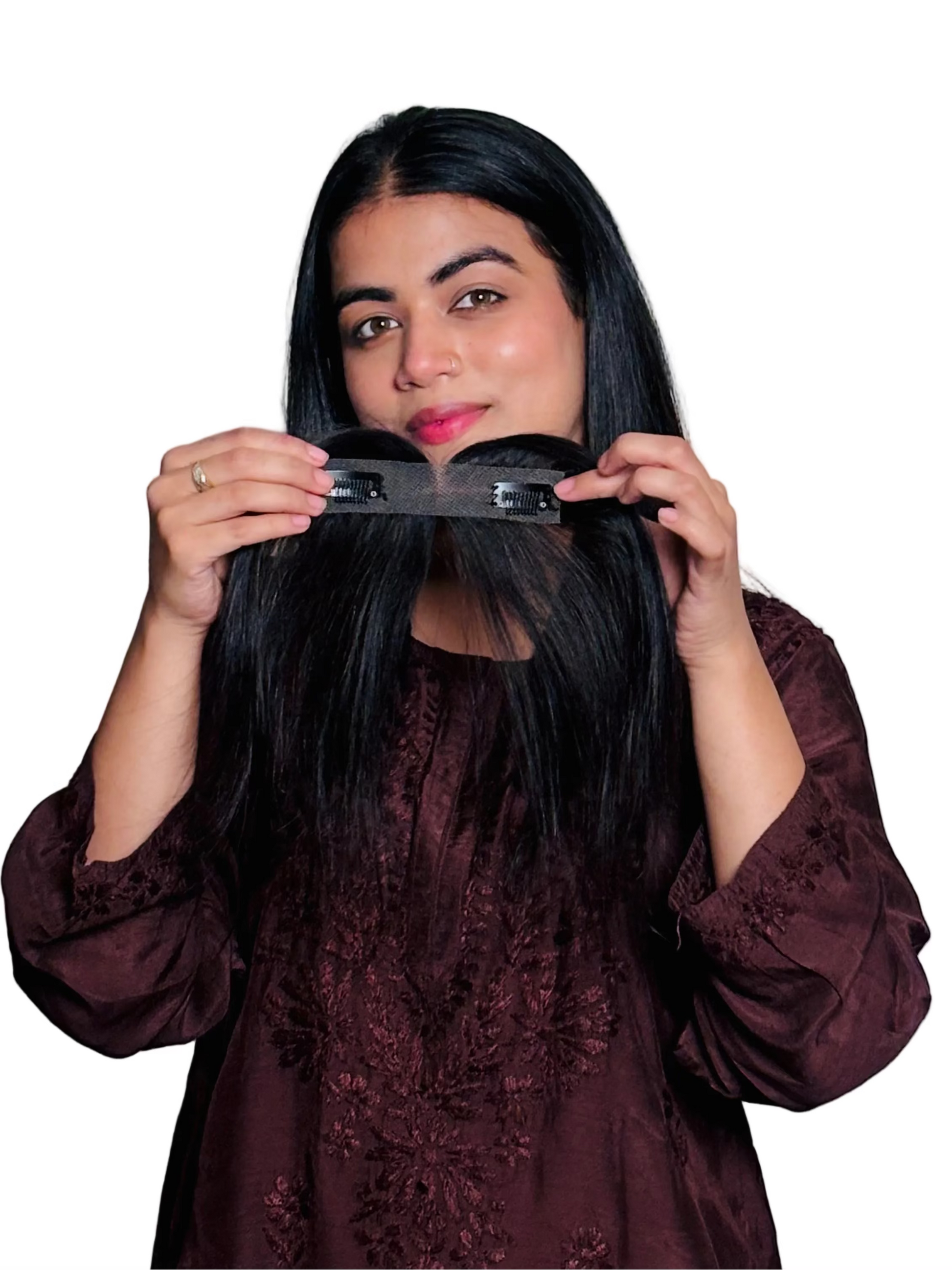 Clip in front hairline patch for women – natural human hair, seamless blend